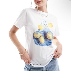 ASOS White Tee with Blue and Yellow Graphic